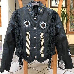 BIKER LEATHER JACKET SIZE S